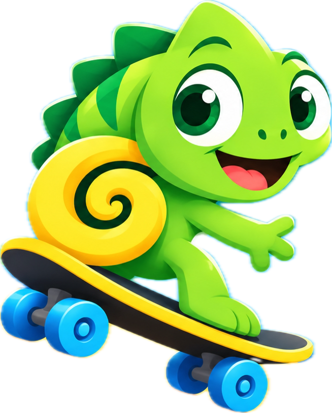 El camaleón de gugiboard en patineta