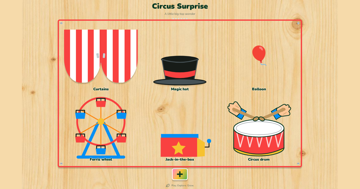 El tablero real Circo sorpresa de gugiboard